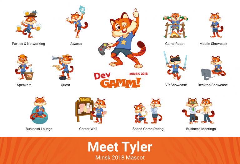 Tyler is my name: tiger mascot of DevGAMM Minsk 2018